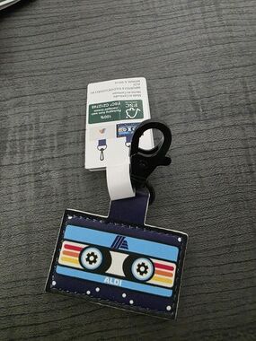 ALDI Retro Cassette Luggage Tag in Navy Blue